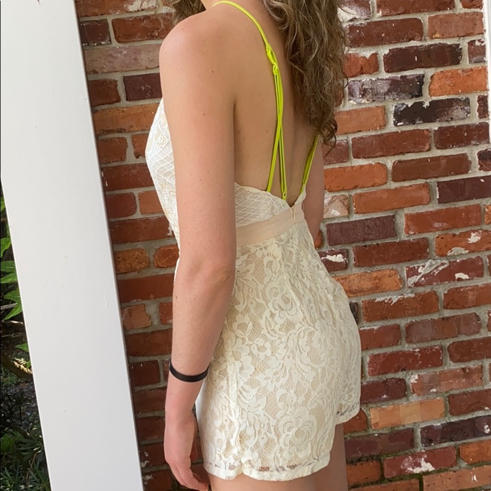Lace appliqué romper